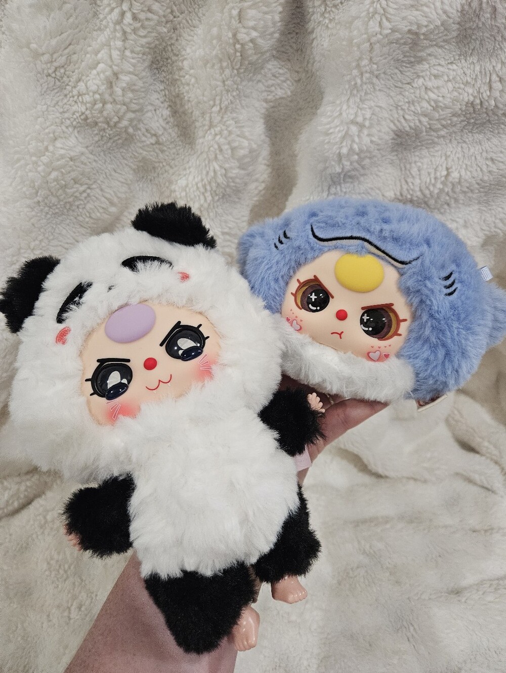 Plush Small Pets Duo Keychain - Blue and White Cute Animal Hoodies
